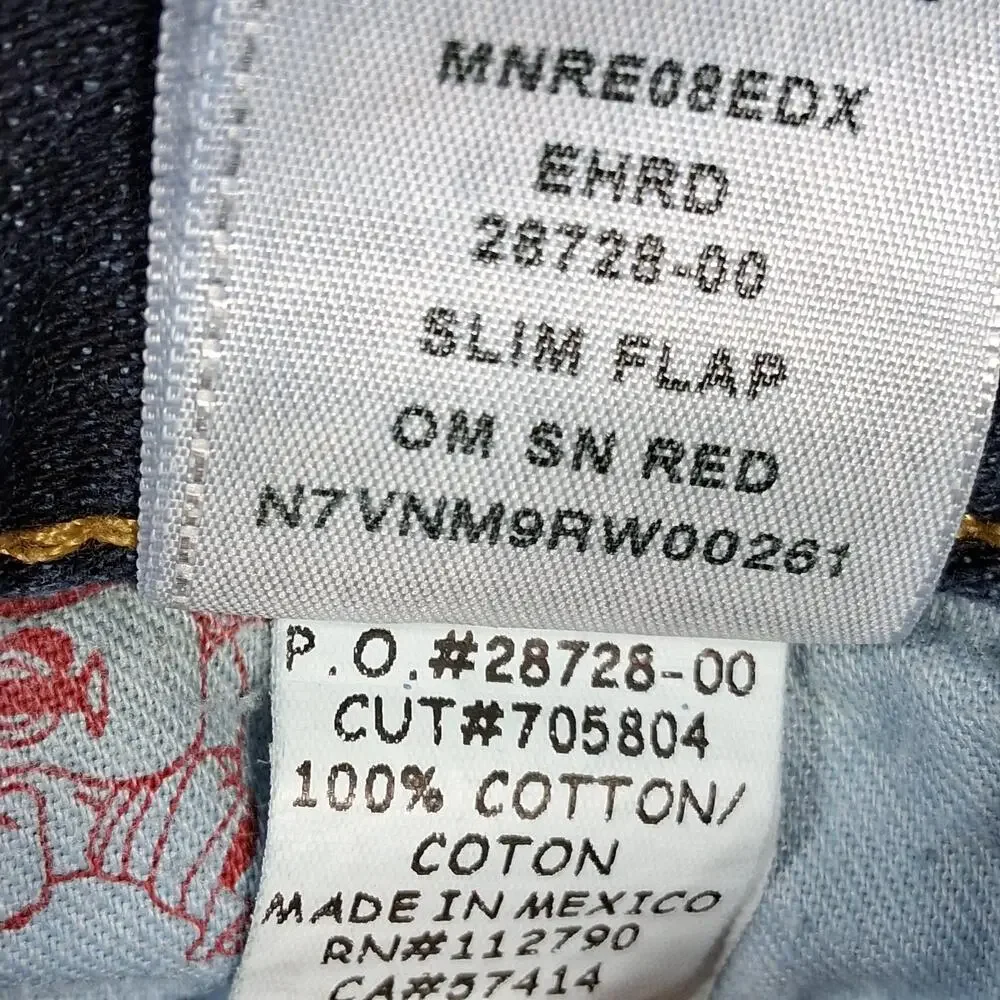 True Religion Section Slim Jeans Mens 34x33 Blue Slim Straight Flap Pockets